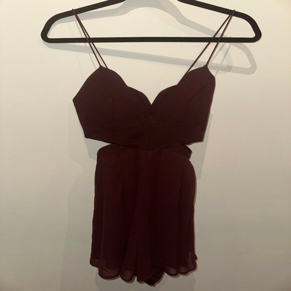 Selfie Leslie Burgundy Cutout Romper - Picture 1 of 4